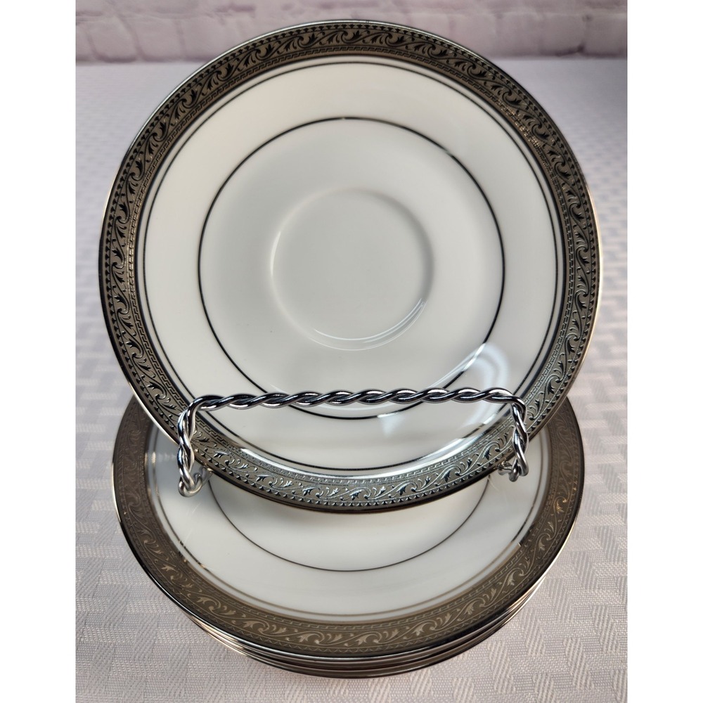 Stunning! Noritake Legendary Crestwood Platinum 5.5" Saucer Set Of 4 NWOT